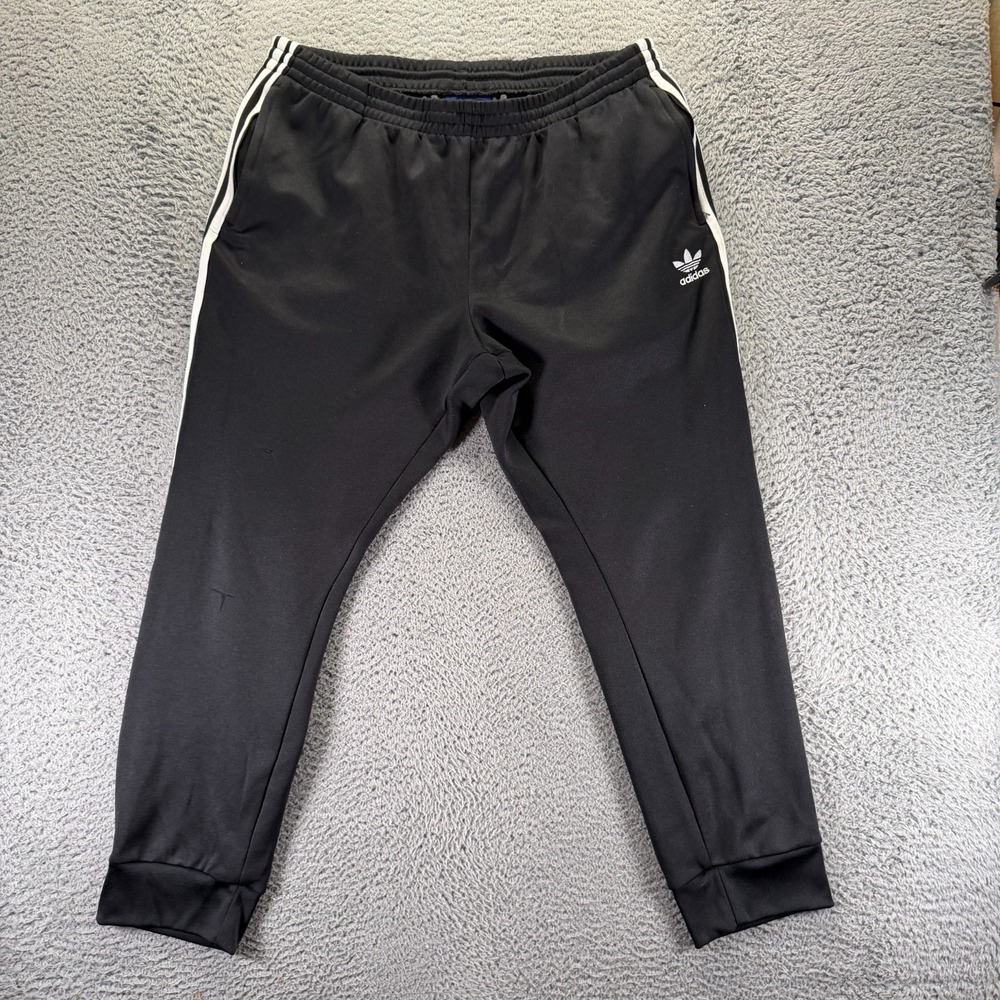 Adidas Adicolor Pant Mens 2XL Black Polyester 3 Stripes Track Jogger Tapered